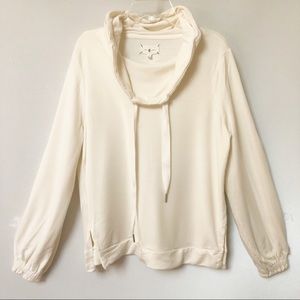 LOU & GREY Drawstring Funnel Neck Top SZ S